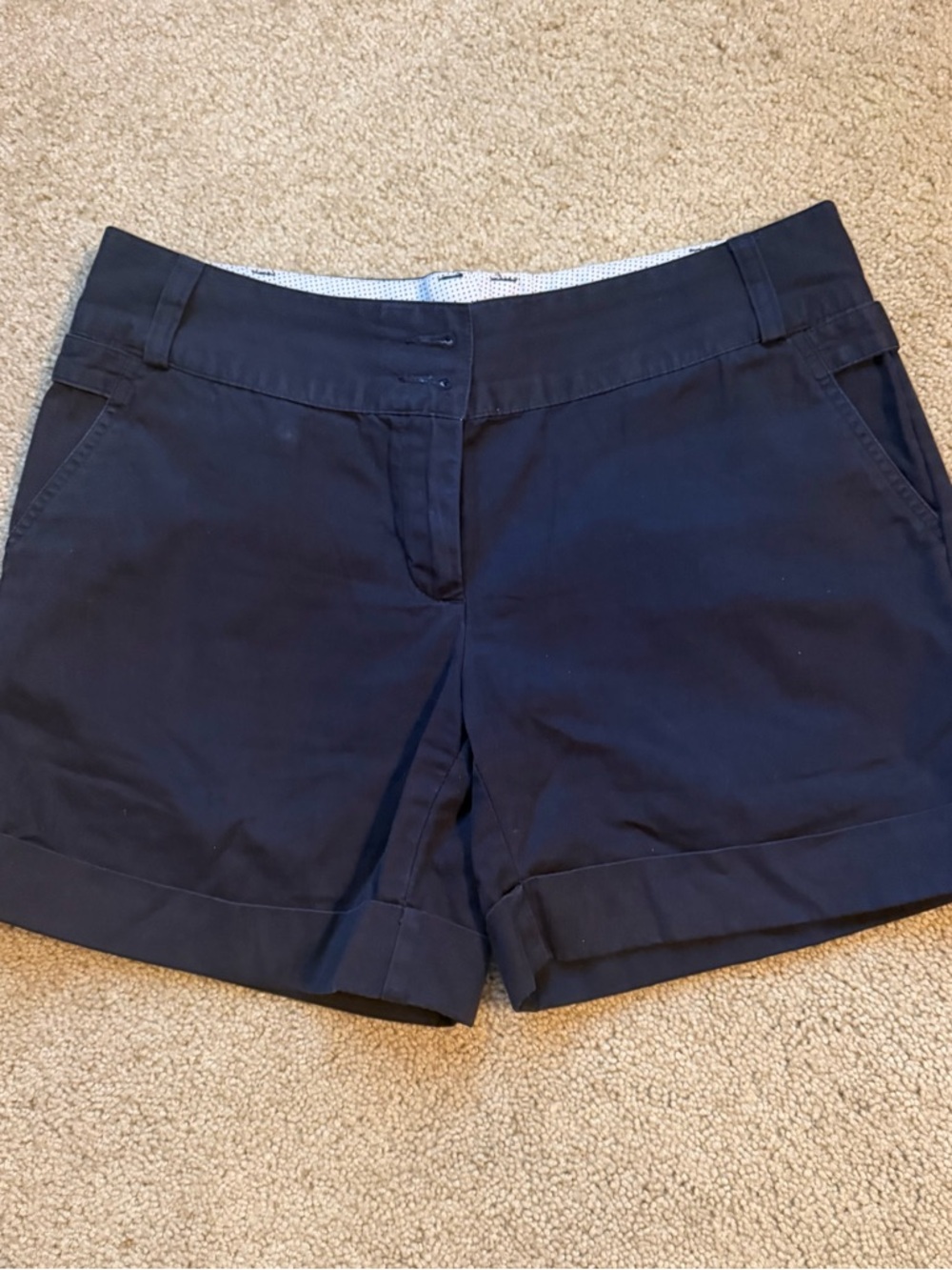 Lands' End Women's Navy Roll-Cuff Cotton Shorts